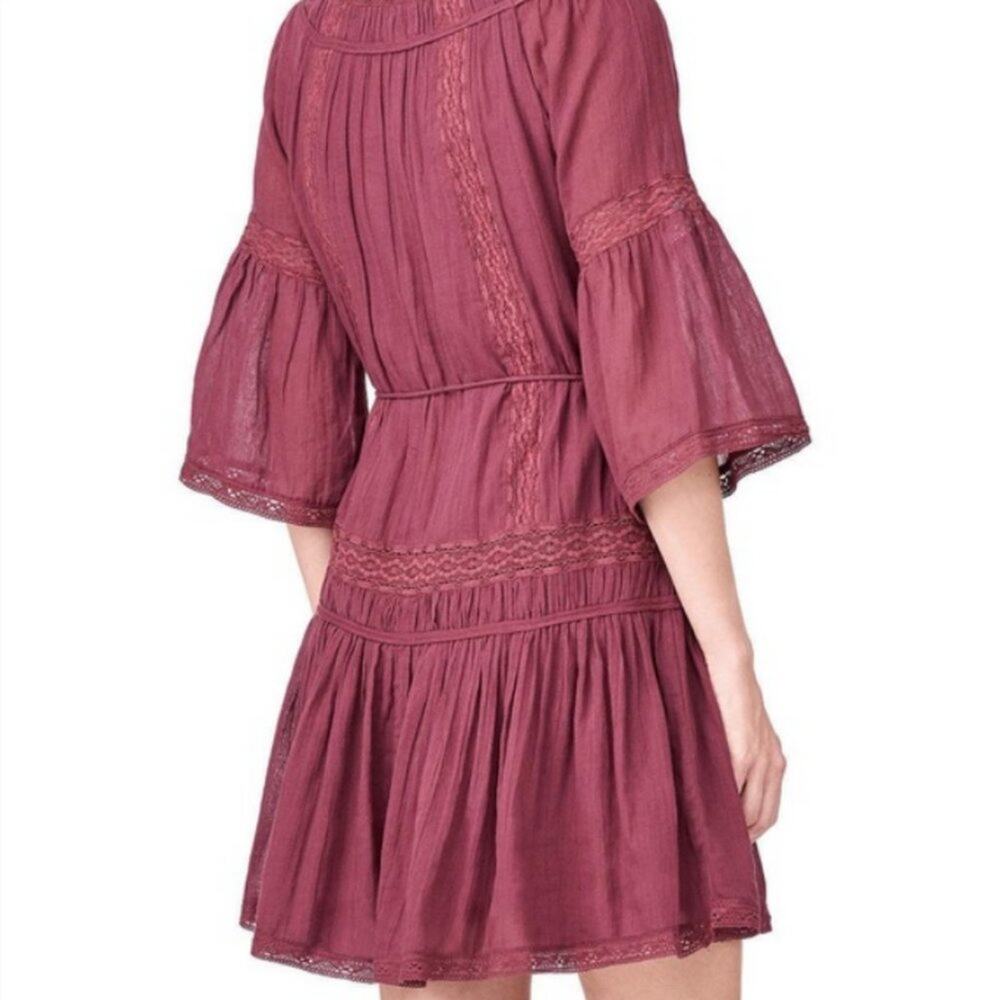 REBECCA TAYLOR La Vie Bordeaux Cotton Dress VICTORIAN EDUARDIAN RENAISSANCE - Picture 7 of 7